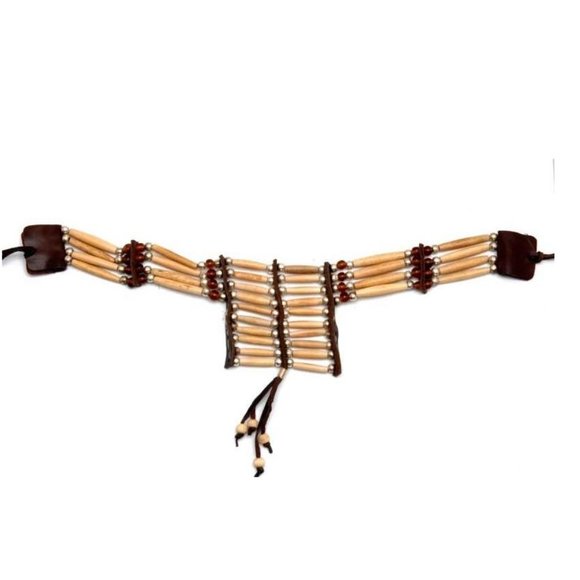 Native American Buffalo Bone Chest Plate Choker Western Indian Style Necklace - Picture 1 of 1